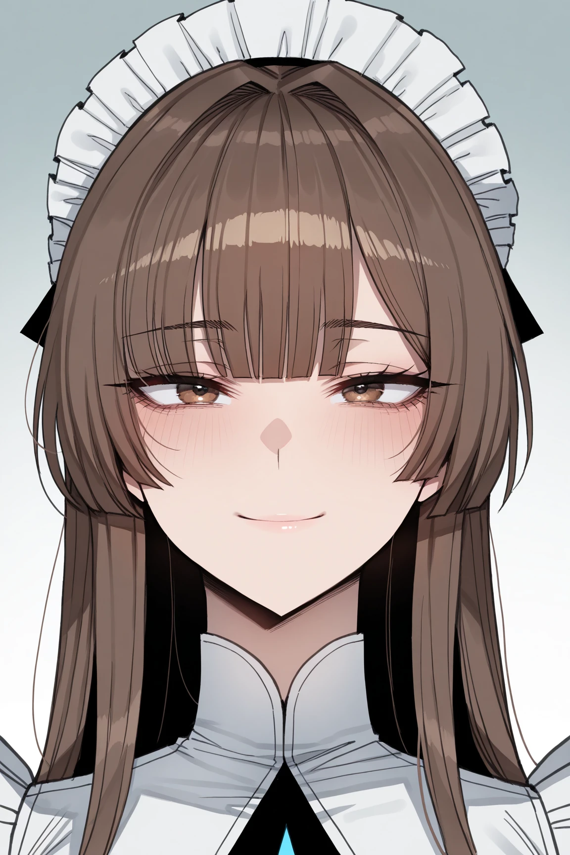 best quality, masterpiece, highres, solo, {maid:1.40}, {long maid dress:1.15}, {hanazono_tae_bangdream:1.15}, long_hair, green_eyes, bangs, smile, blush, black_hair, brown_hair, hair_between_eyes