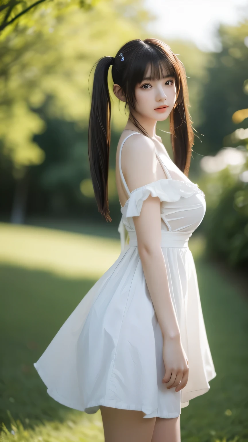 A girl,16 year old,european countryside,bangs bangs,pretty face,wedding dress,thick muscular arms,armpit,hands behind head
