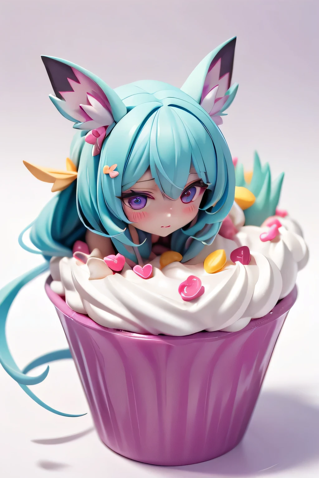 pink waifu eats slime ice cream in bikini