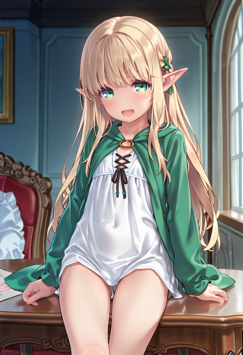 (masutepiece, Best Quality:1.2), Cowboy Shot, Solo, 1girl in, alleyne, elf, deadpan, Looking at Viewer, Side braid, Red beret, thighs thighs thighs thighs, striped panties,green footwear, Thigh boots,spreading pussy,(crotch grab ),(uterus),(urethra),Spread legs