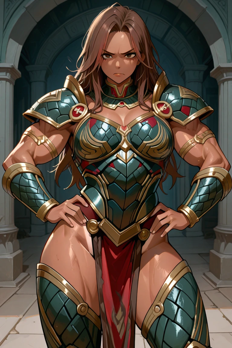 fantasy world, dnd art female, dwarf, (Masterpiece 1.5, intense details), red haired, green eyes, slightly pointred ears, braided hair,(Masterpiece, intense details),cleric, templar, casting a spell (Masterpiece, intense details dnd art) ,wearing white heavy armor with sigils (Masterpiece, intense details). Carrying a flaming axe (Masterpiece 1.5, intense details),Wearing a blue cloak with sigils (Masterpiece 1.4, intense details), holy symbol, radiant yellow light,(Masterpiece, intense details) standing near fantasy setting temple at dawn, sun, backligt, (Masterpiece, intense details) glowing light, ray tracing, reflection light, silhouette, wide shot, panorama, Ultra-Wide Angle, award winning, best quality, HD, 4K, high details,(body builder:1.5),(big boobs),(big breast)