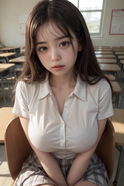 We are alone in the classroom at school.。While no one was around, a beautiful girl from school 1 showed me her breasts.。