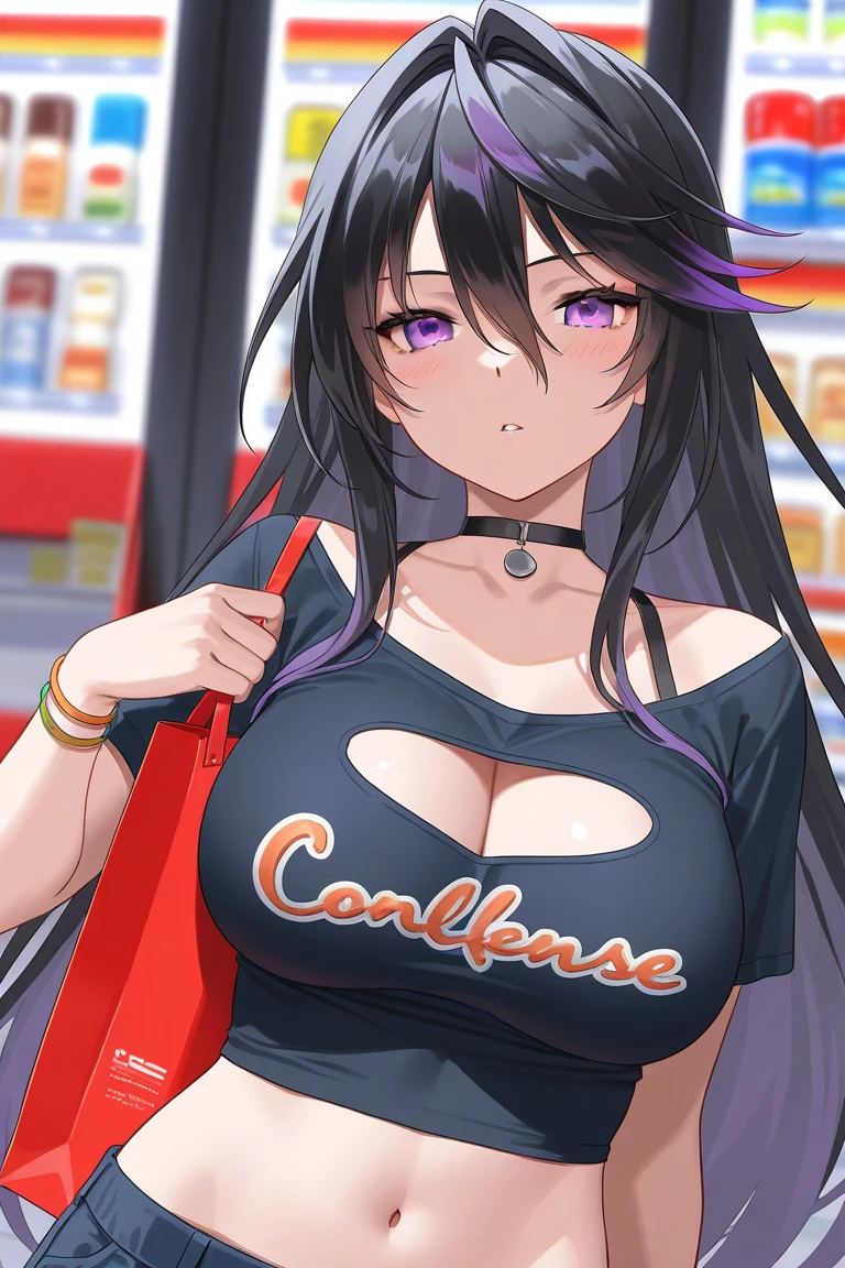 (sketch drawing), (close up), (adult body), (ashamed), (shy), (eyebrow), (nose), (normal ear), ((mouth, smiling, lips)), ( chest a little big), (thick legs), pretty legs, (big thighs), pretty thighs, (pink cheeks), (open white shirt), (purple bra), (showing belly), (perfect belly), (shorts short jeans), (purple hair), (purple eyes), (tongue out), (large loose purple brown hair), (bangs), (details in locks), (white background), (holding a glass), ( one hand pocket)