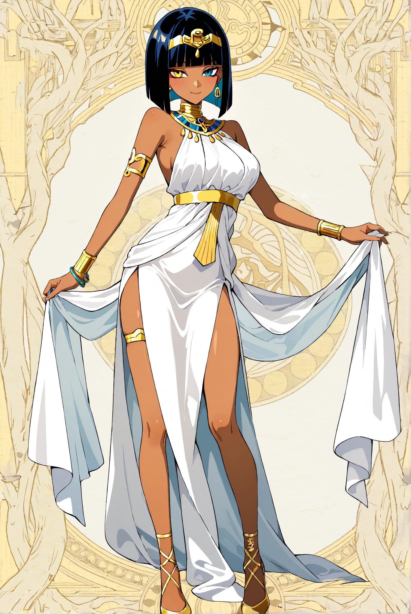 (cleopatra), (Egito), (kemet) black female, gorgeous woman, sensuous, chic, gold and jewels , (whole body), braided hair