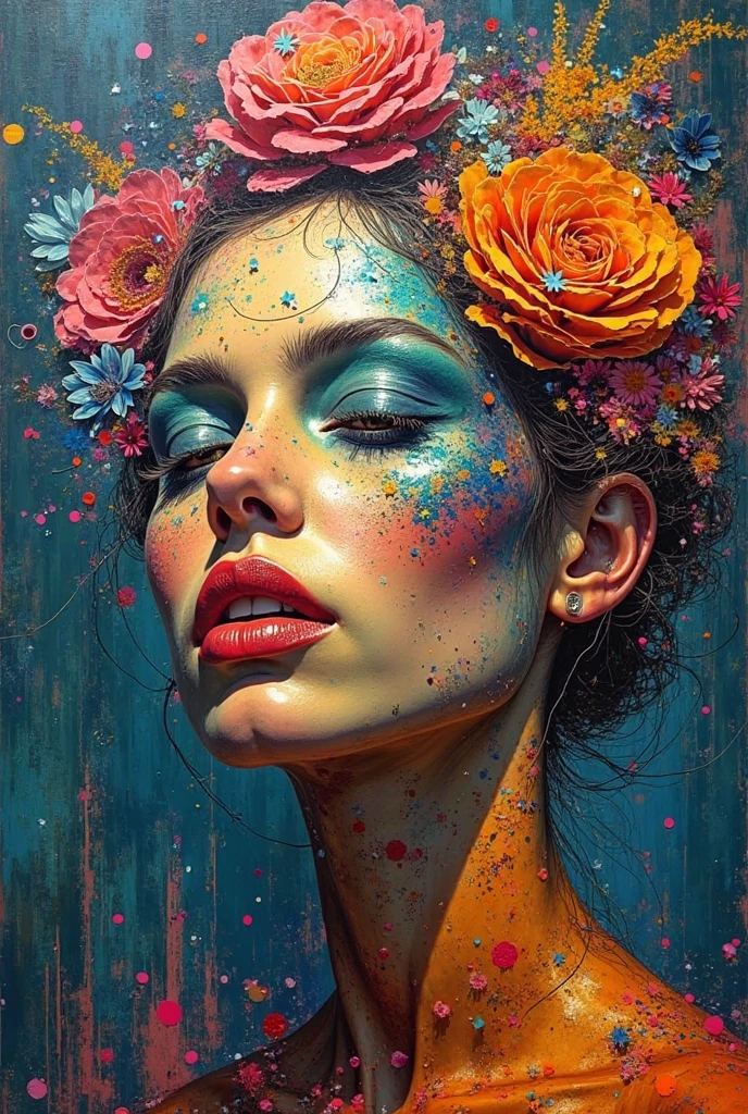 (Artistic Masterpiece of Romantic Life) ( (Themed Art of Life) ( (Conceptual Art) (NFT Exclusive) (Fauvism Work) ()”) Where visual poetry transcends traditional boundaries and embraces the dynamic interplay between creativity and technology Takes),dripping paint,darkart,style, in the style of esao andrews