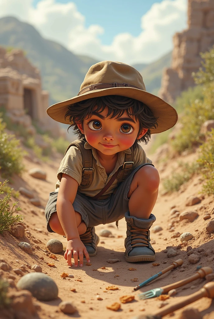 A Western man who is 2, is sitting and the view is framed on his face