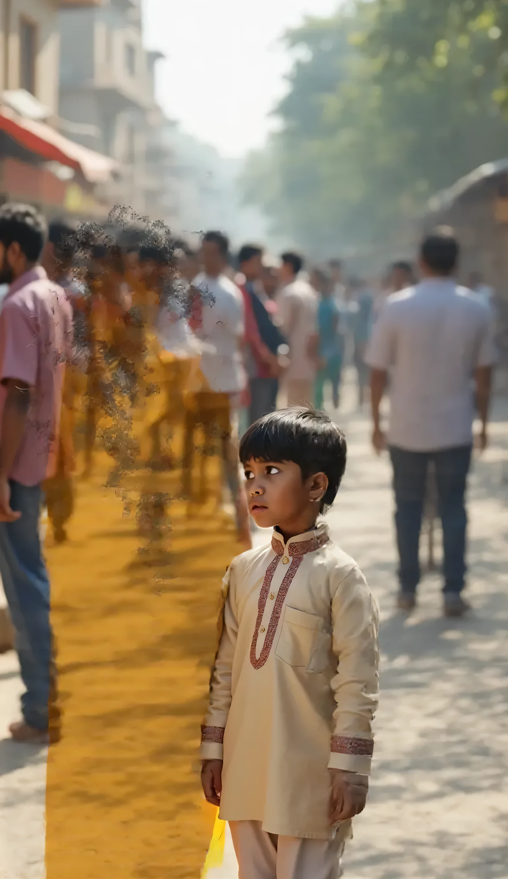 A young
boy with kurta in chhat pujaa