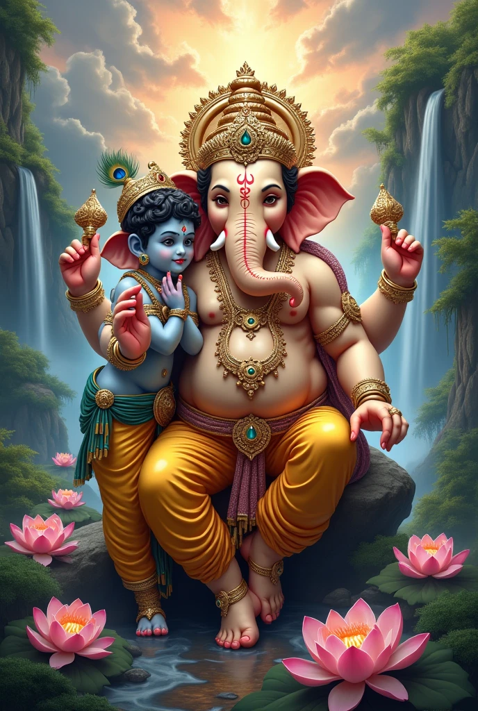 Ganpati Bappa with one boy her name kamal Manjhi