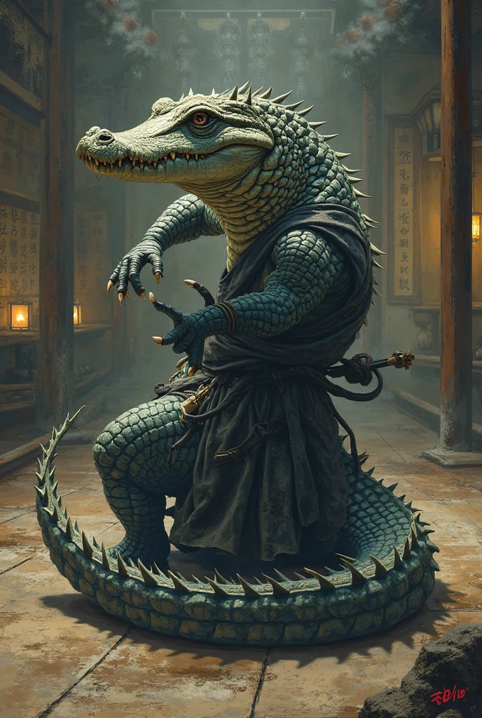 solo, male, (muscular), shaman, (male anthro crocodile:1.3), (green:1.1), white belly, (kneeling:1.3), (kemono:1.4) (praying:1.23), (tribal clothing, long loincloth, red pattern:1.2), detailed eyes, tail, ((bust portrait)), (detailed eyes, detailed eyes, glowing eyes:1.1), (outdoors:1.35), altar, fire, smoke, forest, candle, night, (particles ,firefly, blue glowing:1.3), detailed background, 8k hd, (dark shadows, wide dynamic range, hdr, low light:1.2), [by Pino Daeni, by null-ghost, milkytiger1145, dagasi, yupa], barazoku