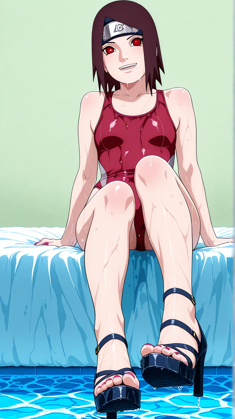 Masterpiece , best quality , Masterpiece , best quality , 1 woman , Close your eyes. , Pink ponytail , be unconscious , black bikini , abdomen , big breasts , Beautiful long legs , Barefoot , Lie down on the floor. , Open your legs. , prison cell