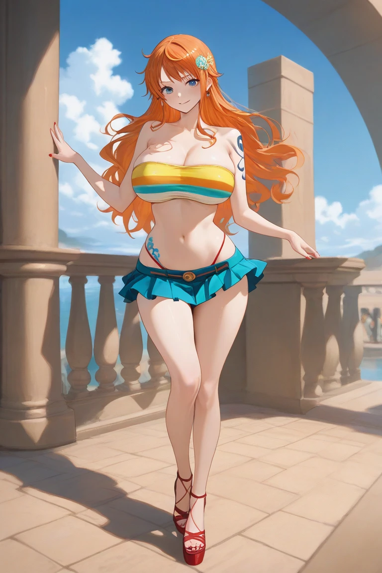 Anime girl with red hair and hat on the beach, Detailed digital anime art, Anime goddess, Beautiful full-body portrait of nano, Detailed anime character art, Popular on ArtStation pixiv, Extremely detailed Artgerm, 2.5 d CGI anime fantasy artwork, Beautiful seductive anime woman, Detailed anime artwork, (((from frontal, double view, full body, three-dimensional painting, standing, nude, nude, nude, cleavage, barefoot, The crotch gap is clearly visible, the crotch gap is clearly defined)))