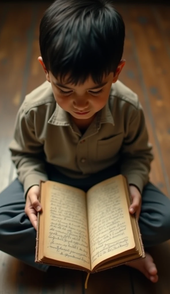 boy reading bible, parents making fun
