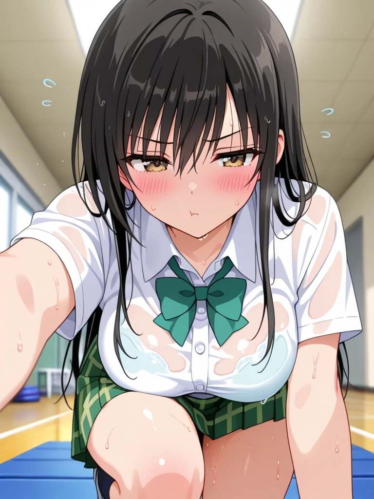 [WAI-ANI-NSFW-PONYXL:100],
score_9, score_8_up, score_7_up, score_6_up, score_5_up, score_4_up, masterpiece, best quality,
rating_explicit,

from above, from behind, back shot, back, ass,
1girl, 1man, hetero, all fours, pov, butt job, (ejaculation, projectile cum, bukkake, cum on body:1.3), penis on ass,
BREAK
15yo, loli, (black hair), ponytail, wavy hair, (hair between eyes:0.7), sideburns, flipped hair, (aqua scrunchie:1.0), (large breasts:1.2), aqua eyes, tareme,
half-closed eyes, heavy breathing, humid, blush, (spoken heart:1.2), trembling, (motion lines:1.2), motion blur around penis,
BREAK
buruma
(shirt lift:1.3), ,
school gym, wooden floor,

