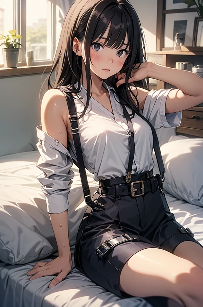 a male captor fucking and raping a tied up lolita girl wearing just a white button down shirt and panties with small and black hair and brown eyes in a basement, male in picture