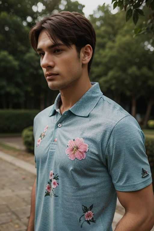 I want to create a DP image a boy wearing summer tshirts and short the name of the boy is shahzaib and print name on chest side of tshirts create it attractive and modern