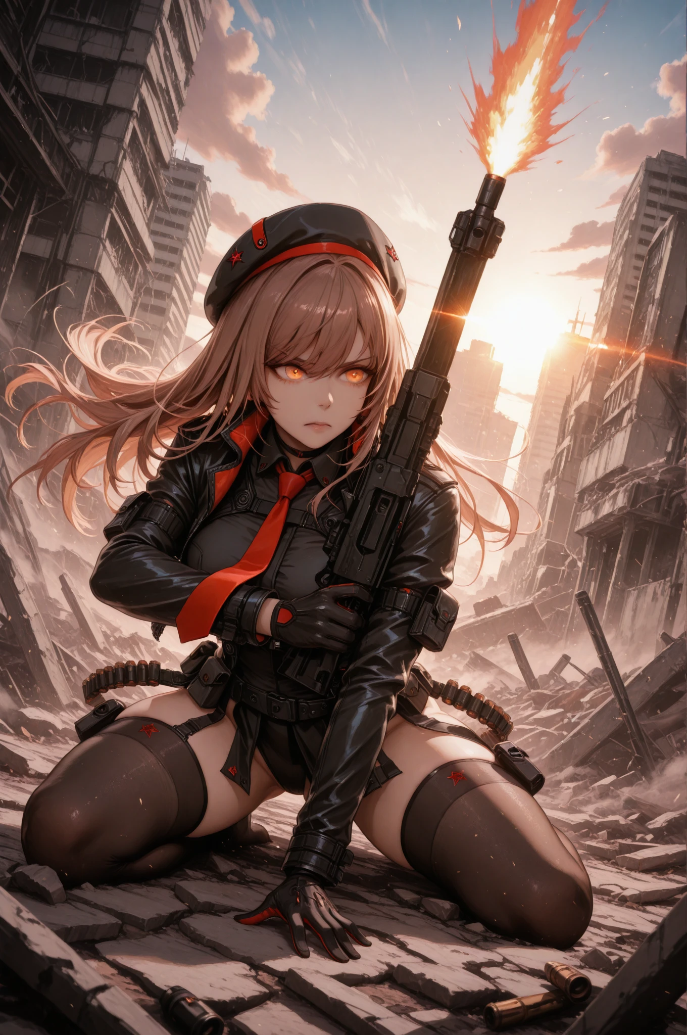 gilgamesh_(fate), genderswap, red eyes, long hair, blonde hair, earpiece, shaded face, detailed face, sweating, looking at viewer, embarrassed, blush face, clenched teeth, detailed face, sweating, looking at viewer, modern decor,cozy atmosphere,relaxing vibes,urban backdrop,dreamy ambiance, huge breast, hair ornament, magical aura, enchanting beauty, mystical setting, enchanting artwork, intricate details.sweating, breasts, 1girl, breasts, gun, weapon, mountain, sunset, solo, cloud, bodysuit, looking_at_viewer, mountainous_horizon, cloudy_sky, large_breasts, skin_tight, outdoors, holding, scenery, ruins, backlighting
