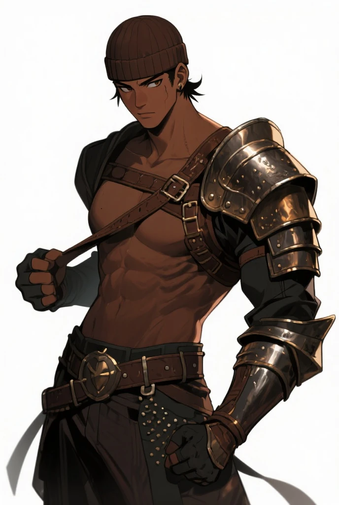 high quality, detailed, (19 years old japanese bulky Gladiator boy), (detailed black eyes), (black short hair), (muscle:1.5), (dark skin),  dungeon, leather crossed harness, (leather tiny thongs), (bulge:1.2), candle, (detailed puffy nipples), (detailed areola)