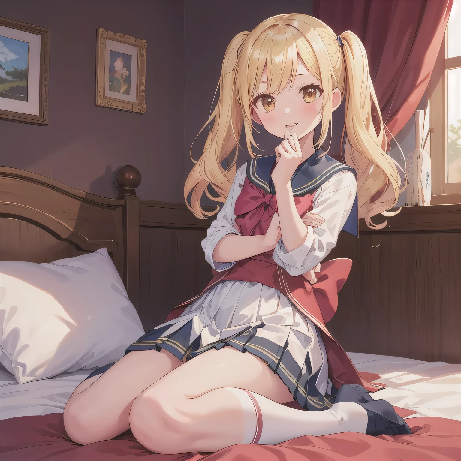 Anime girl sitting in chair,Legs crossed, Splash art anime Loli, loli in dress, small curvaceous loli, the anime girl is crouching, anime visual of a cute girl, anime girl in a maid costume, small loli girl, cute anime waifu in a nice dress, A scene from the《azur lane》videogame, Loli, An anime cover