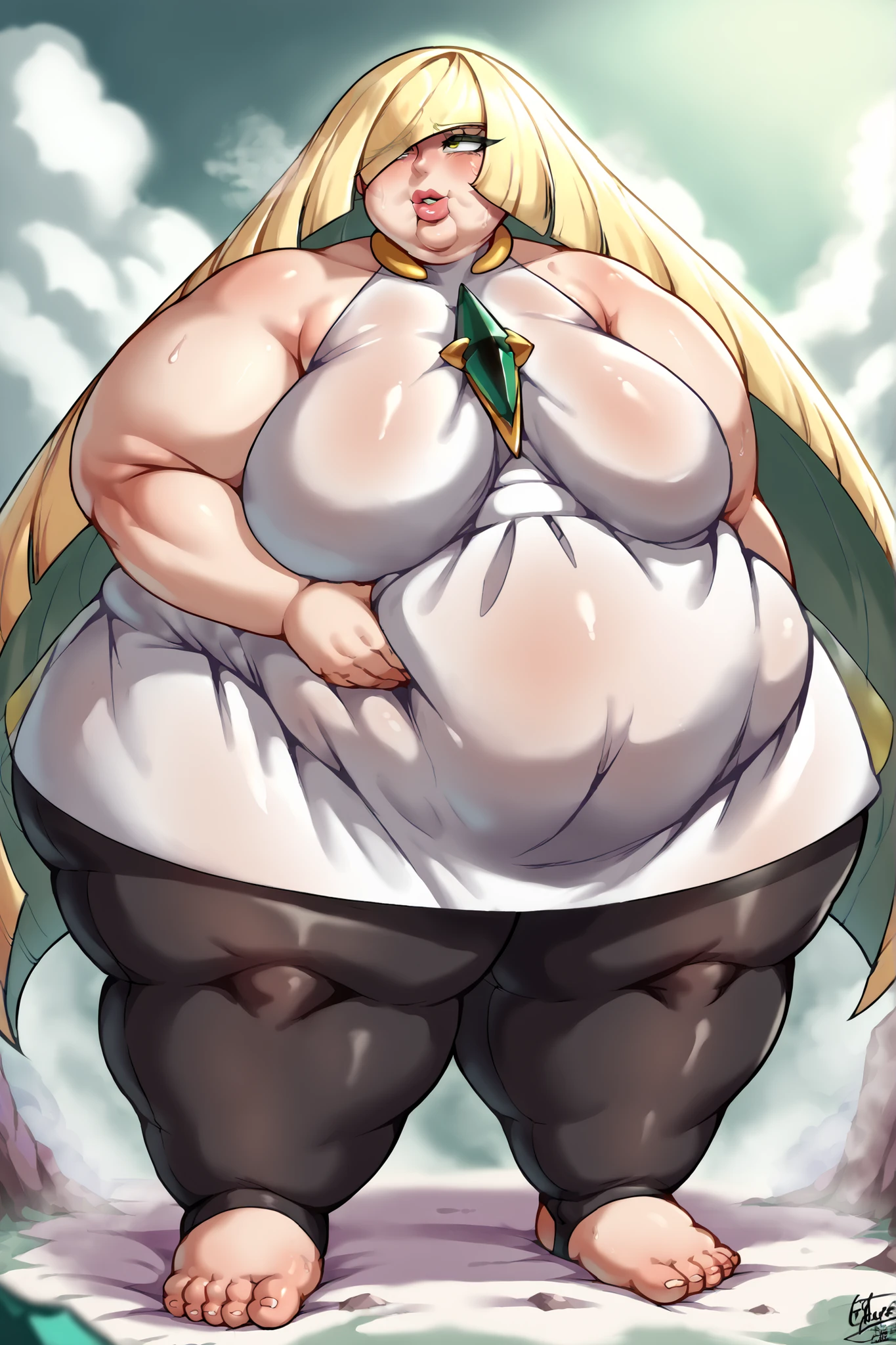 (masterpiece: 1.6, best quality), (beautiful eyes: 1.2), (Elevated), high quality, pretty face, 1 girl, Wide-angle lens, white crop top, leather shorts, oversized leather jacket, open shoulders, big , long hair, wide hips, (garden), street, background, 详细background, creepy smile, angled laughter, smokes, sunglasses，pregnant belly，pregnant belly