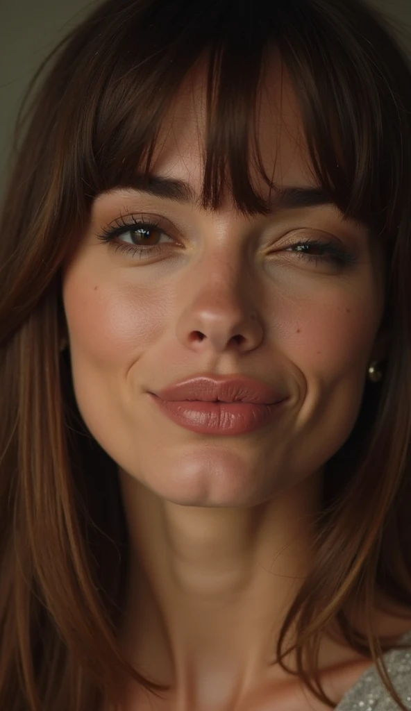 photo of a skinny very old wrinkly-faced faced mature brunette prostitute with fake eyelashes and plump-enhanced lips, messy long hair thrown into a messy bun ponytail. She wears: (turtleneck soft high ribbed super tight sweater:1.1), submissive seductive pose, high tight ribbed neck, seductive smile, perfect fake tits, horny eager granny, russian pornstar wife lana roy, drenched in cum, facial, real facial cum