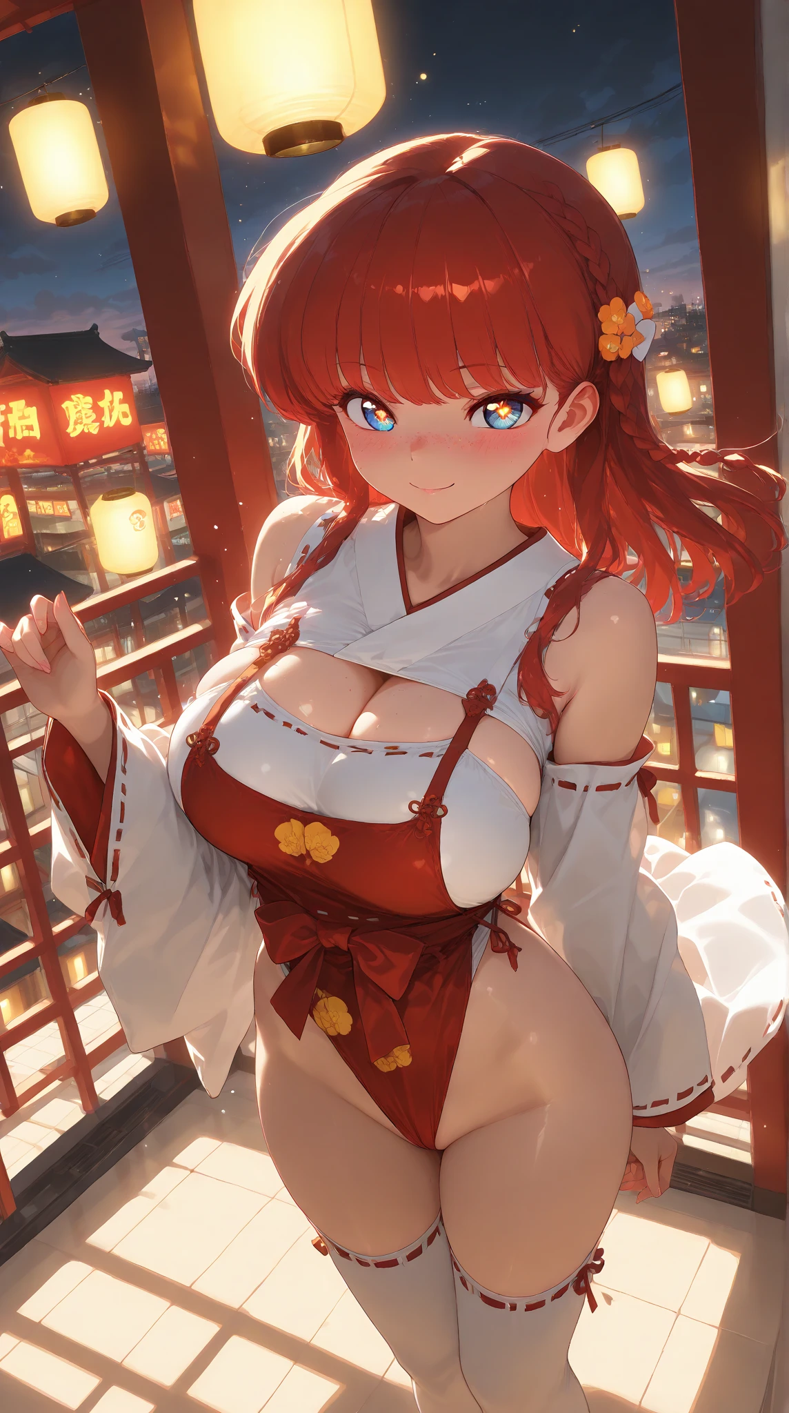 8K UHD QUALITY RESOLUTION, there is woman that sit in bed,(((A SEXY MILF, SOLO, ALONE: 1.4))), (Curvy:1.35),(((Dark skin, long red hair, vibrant moonlight eyes, long detailed eyelashes))),Curvy physique,, Thick body,((super huge enormously gigantic tits,
cleavage showing, shiny realistic skin texture),grabbing breast,((the most beautiful detailed kimono)), supermodel in Japan,((Sexual suggestiveness, , slutty, seductive, spreading her legs open arching her back)),