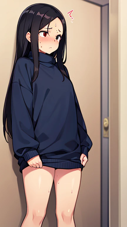 My sister masturbates in her room、It feels good and I close my eyes、she has her right hand in her crotch、She is fondling her breast with her left hand、She has her crotch spread、not big breasts、slender、small breasts、modest chest、public hair visible、