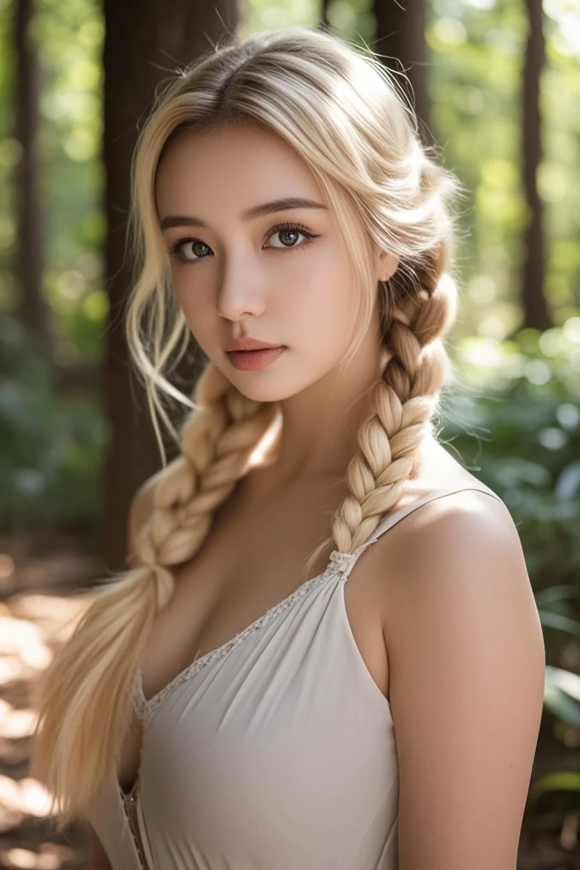 Beautiful girl braid blonde hair, Spread your arms to shoot arrows..., Bow puffer darts, mediuml breasts, Milk Hill Show, archery, Archer Target, During archery.., There's an audience to watch..., daylight, lifelike, Realistic lighting and shadows, Exquisite Face(sharp details), Pink lips, nude, 10, Medium-distance photos,