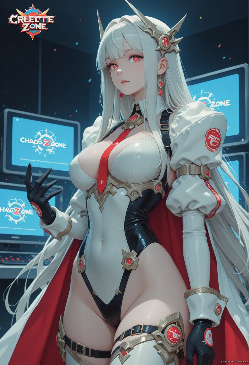 digital painting, 1girl, woman, (biomechanical New Romantic:1.3) cute catgirl, full body, cameltoe, [:intricate costume design,:0.2], bombshell hair, white hair with red highlights, bombshell curly hair, hourglass figure, caucasian, Long, Shadowy Hallways \(room\) in a lively,solemn scifi settlement in a Reaper's Soul Plains<lora:EnvyBetterHiresFixXL01:0@0,0@.49,1@.5:hr=1><lora:EnvyBeautyXL14:1>