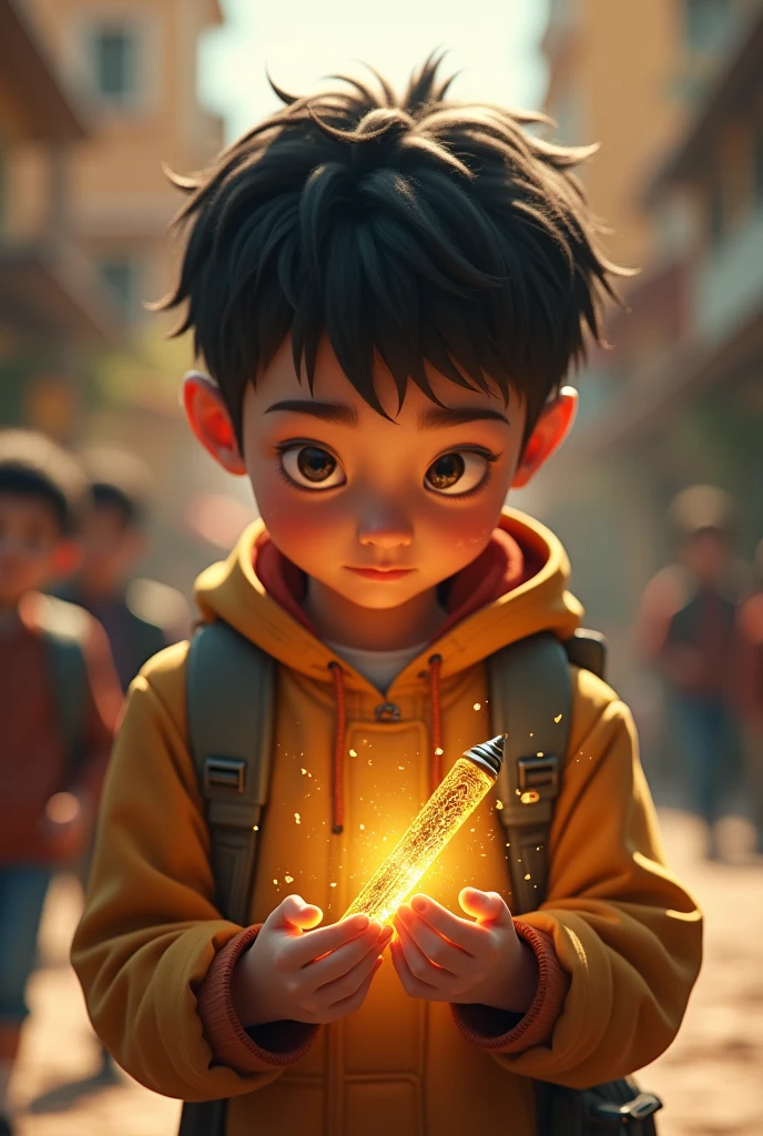 Portrait photo of child in a worn mech suit, ((light bokeh)), intricate, (steel metal [rust]), elegant, sharp focus, photo by greg rutkowski, soft lighting, vibrant colors, masterpiece, ((streets)), detailed face