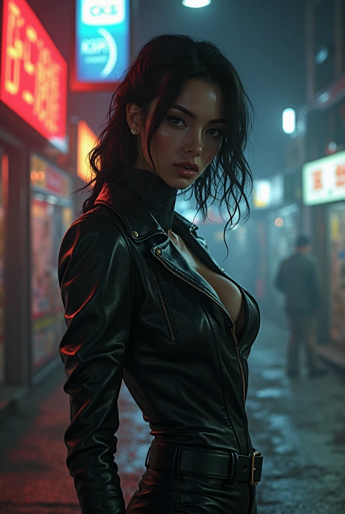 (8ｋ、highest quality、MASTERPIECE:1.2)、(photorealistic:1.3 of 7)、Super Detailed、girl 1 person、mature、solo、(Tifa Lockheart)、(big chest)、(((huge lift clothes to show bra)))、(((black bra)))、(beautiful eyes)、(smiling:1.2)、(Closed)、erotic pose、dance、neons、street scenery、Depth Of Field、Dark and strong shadows、Sharp focus、auto、motion blur、bike、Depth Of Field、composition、Glowing green light、Final Fantasy VII, (nose blush）、Single Elbow Pad、Ankle Boots、dark black hair、toned thighs、red boots、Elbow Gloves、Elbow pads、Fingerless Gloves、Taut Shirt、sports bra、（suspenders), (Black Skirt)、thights、white tank top、All over body、head rest、Lips、Facial、Low Tai Long Hair、(red_Ojo)、Yellow flowers、(night:1.3)、Complex、Bokeh、Cinematic Lighting、Photon mapping、Radiosity、physically based rendering、(Tetsuya Nomura Style)、NSFW、Perfect Breasts