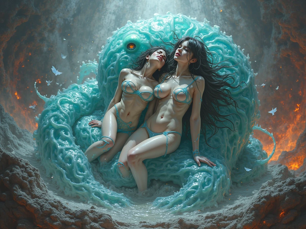 (((masterpiece))) ,(((solo female))), (((very long ponytail hair))) , (((twilight sparkle inside tentacle cave peeping the viewer sit on rock cradle breastfeed a baby))) , (((very long ponytail hair))) ,(((big perfect breasts))) , lush breasts , Bulky Breasts , voluminous breasts , (((full body is visible))) , (((bare body with no clothes))) , (((topless))),(((hip is visible))) , relaxed ,(((breast feed the baby))),(((baby suckling breasts))),(((lactation))),(((motherly))),(((maternal)) ,(((front view))),(((inside heaven))),(((rainbow and waterfall in background))),(((tentacles everywhere))),(((nassive amount of tentacles)))