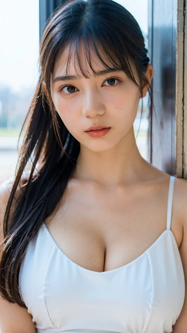 best quality, detailed, beautiful, insanely detailed, absurdres,perfect anatomy,
Japanese woman,black hair,27 years old,
(slender),
(small breasts best quality),
nsfw,(bending over:1.3), (wearing a loose t-shirt),(cleavage:1.5), (downblouse:1.6),(nipples peek:1.3) white skirt, birds-eye view