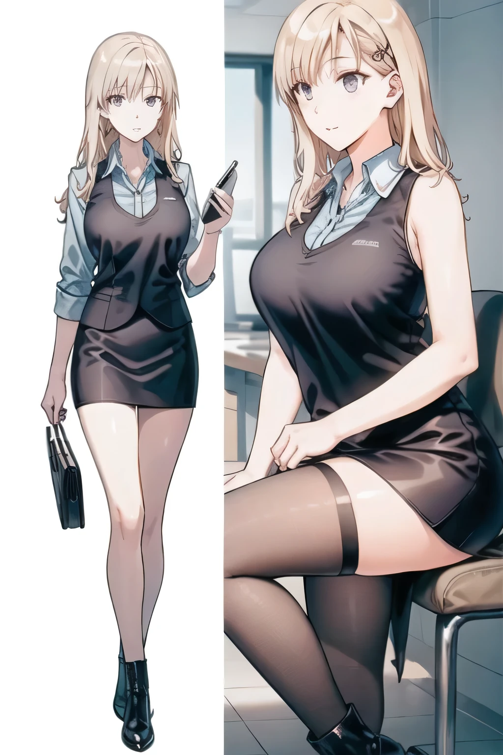 girl, alone, whole body, From head to toe, Are standing, (Huge Saggy Tits:1.3),
Character design sheet, Character Reference Sheet, 設計図のSchematic, Drafting, Blueprint, Schematic,
((Character design sheet:1.7, Character Reference Sheet:1.7,)),
anime/cartoon character wearing a girls , 1girl, alone, ,Mature Woman,Cleavage,Long sleeve,Collared shirt,White shirt,,(Tight Skirt),((garter belt)),(High heels),Skirt Suit,mini skirt,office lady,Long Hair, bow, , (Very short skirt:1.4), (lingerie:1.5),secretary,Thin glasses, (In underwear:1.7),nsfw,Full nudity、