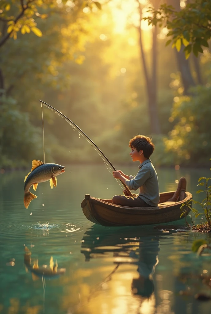 Two sleepy male teenagers fishing, each has a fishing rod, they are on the edge of a stream and are lying down.