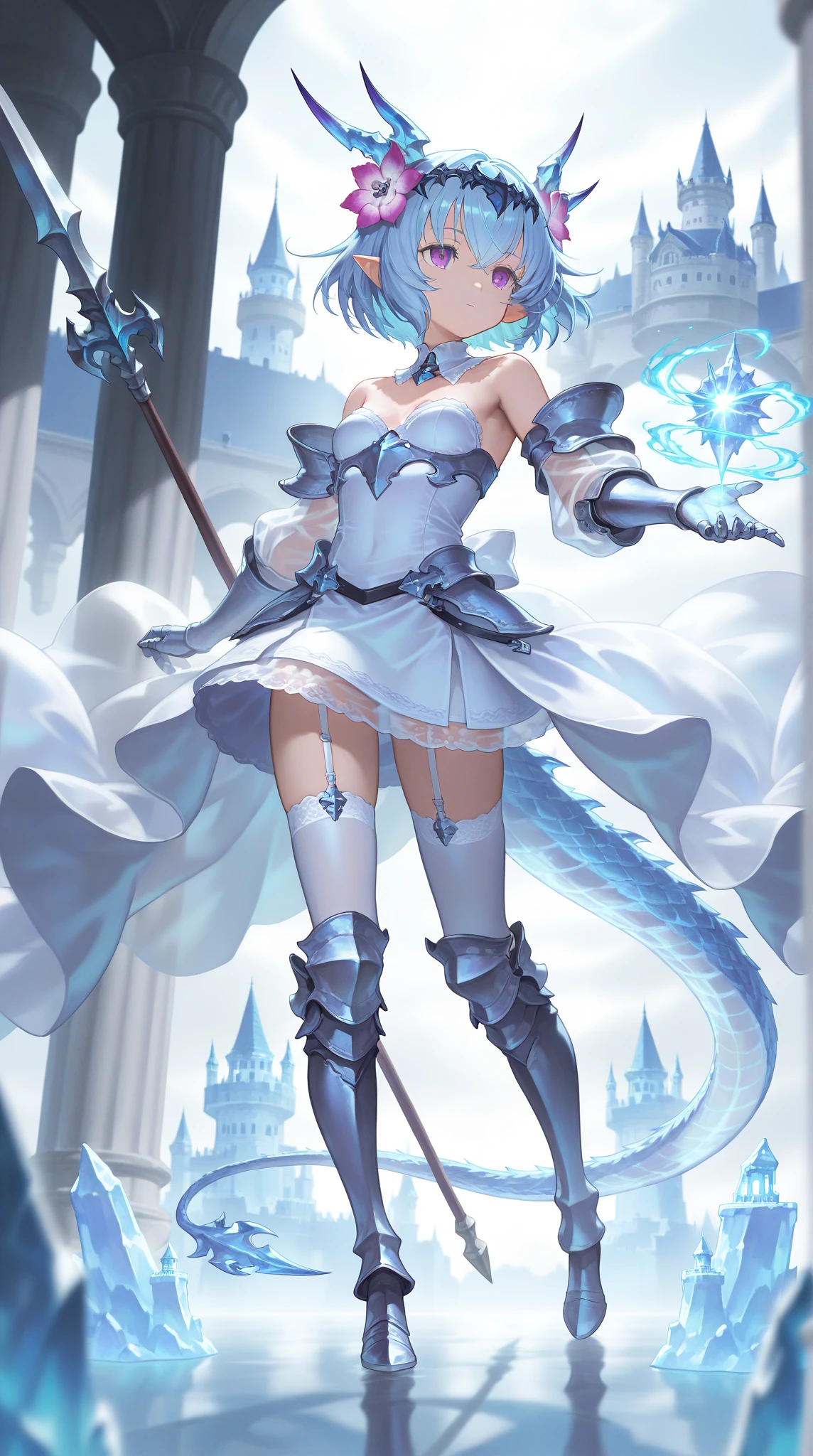 Anime character with blue hair and a white dress holding a sword, artstation pixivでトレンド, Highly detailed official artwork, guweiz on pixiv artstation, Zerochan Art, Kschaert Krentz Key Art Feminine, Genshin Impact, Guweiz on ArtStation Pixiv, Digital art on Pixiv, Splash art anime , I deny that