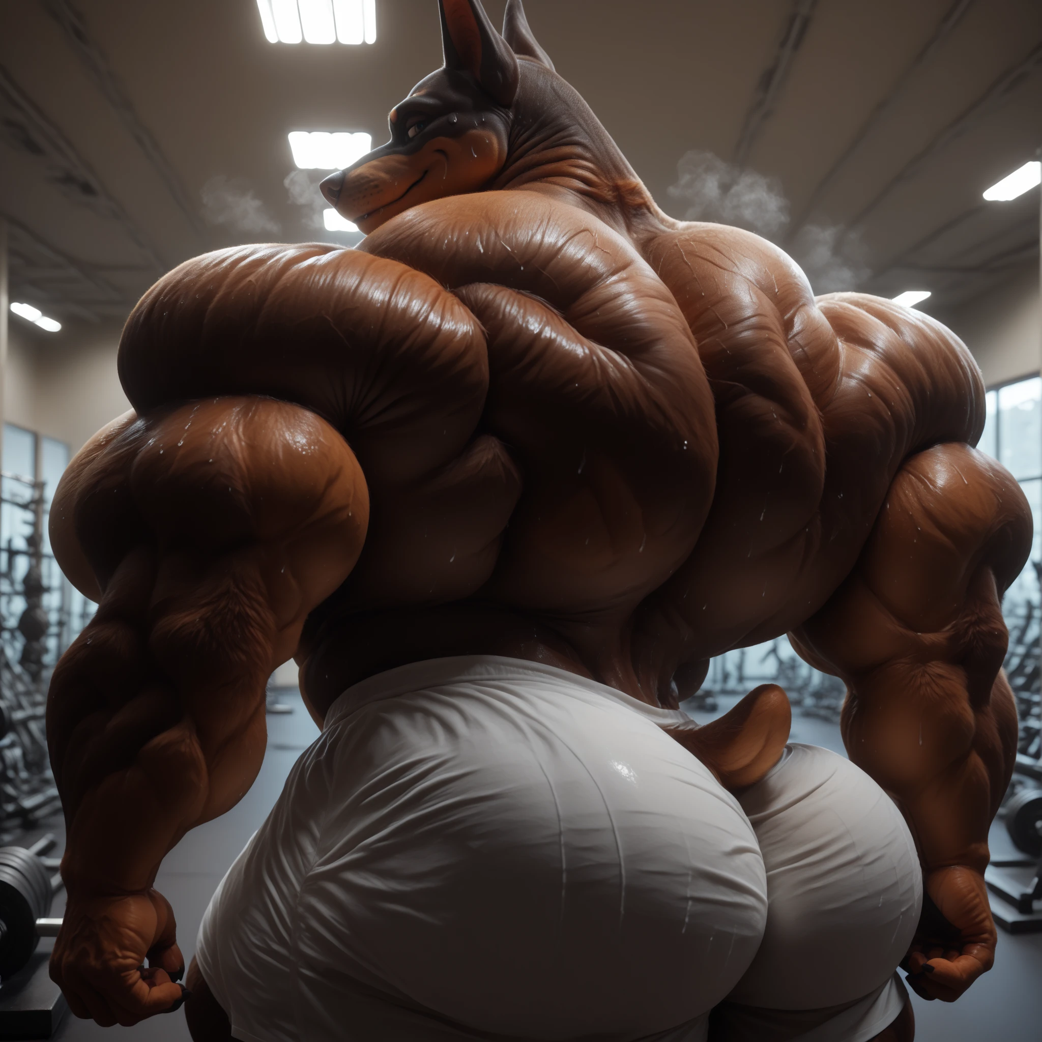 4k, high resolution, best quality, perfect lightning, perfect, solo, anthro, young, boy,white wolf:2.0, furry body, (fluffy mane:1.2), fluffy tail, male, adult, (bulky2:0, thick muscles2:0, huge muscles:2.0, hyper muscles:2.0), (thick biceps, veiny biceps, broad shoulders:2.0), (thick legs, thick calves:1.1), (digitigrade legs, 4 toes:1.2), perfect colors, (photorealistic fur, detailed fur, epic, masterpiece), (suggestive posing:1.2), (seductive smile, lustful grin 1.3), detailed beach,detailed wolf eyes:2.0, by k0suna, by darkgem,nipple ring,hyper arms:2.0,veins,white body,white fur,hyper butt:2.0,hyper paws:2.0,standing,thick legs,thick butts:2.0,sweat body:2.0,massive butt:2.0,black hat,hyper ass:2.0,huge ass,long legs,juicy butt:2.0