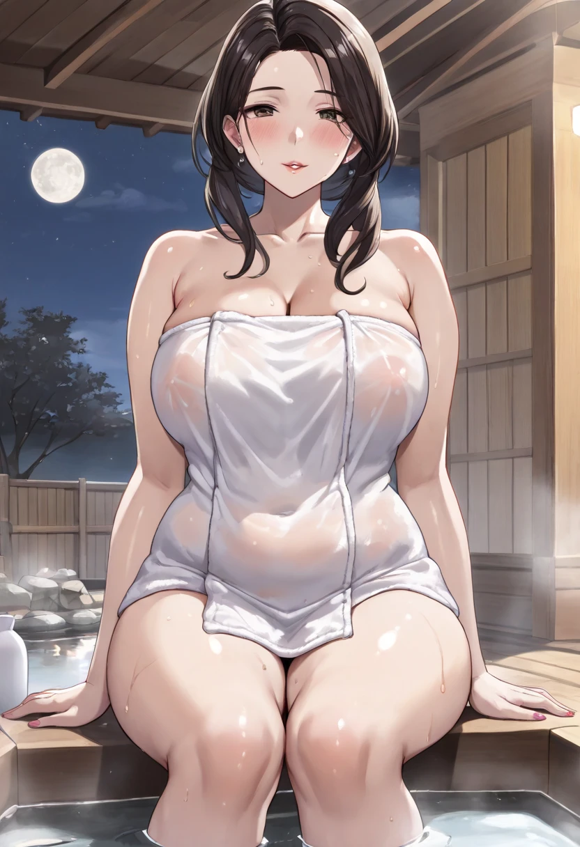 ((NSFW,Nude,female ,masturbation,yukata)),beautiful, masterpiece, Highest quality, Hello, And soul, One Girl, Medium Chest, Portrait Shot, Look at the viewers, Outdoor swimming pool, Wet skin, Intricate details,>,((Covered),Leg spread,masturbation,Show off your crotch,Pregnant women