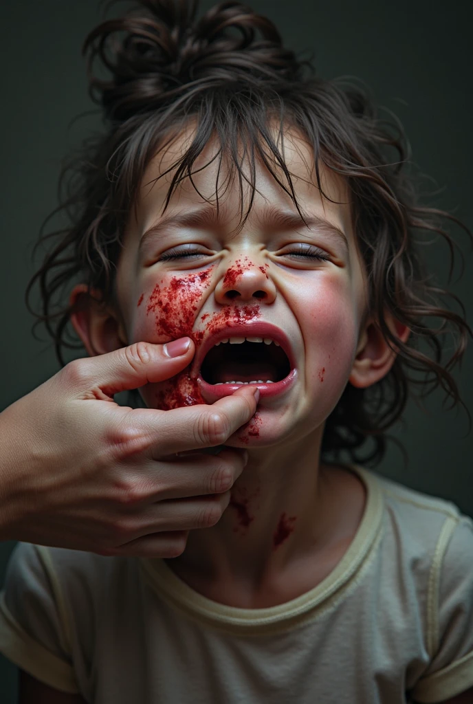 A boy with an arrow stuck in his neck