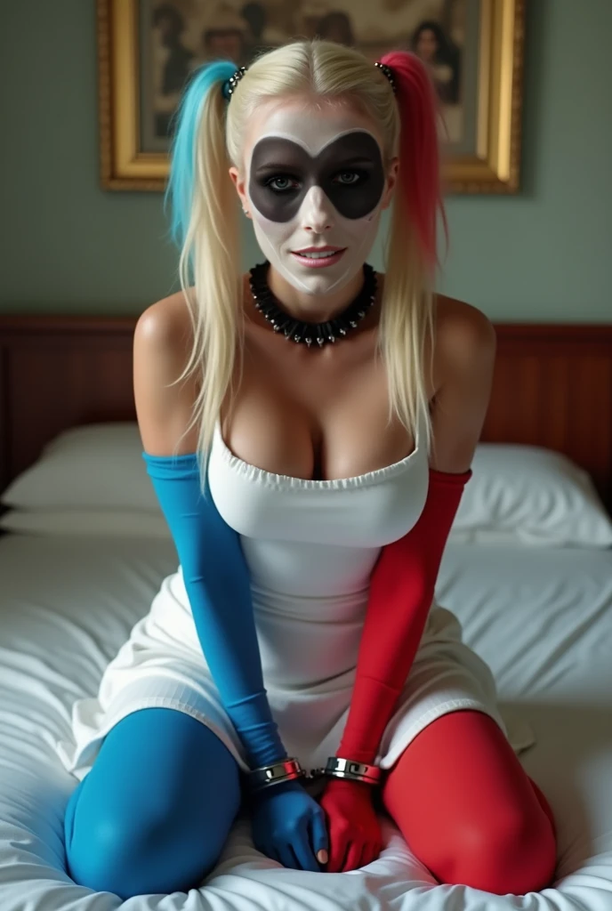 HarleyQuinn, (melhor qualidade,ultra-detalhado),(Realista:1.37), rosto bonito e detalhado, Textura ultrarrealista, rosto delicado, athletic body, cores vivas. High definition, 8K
