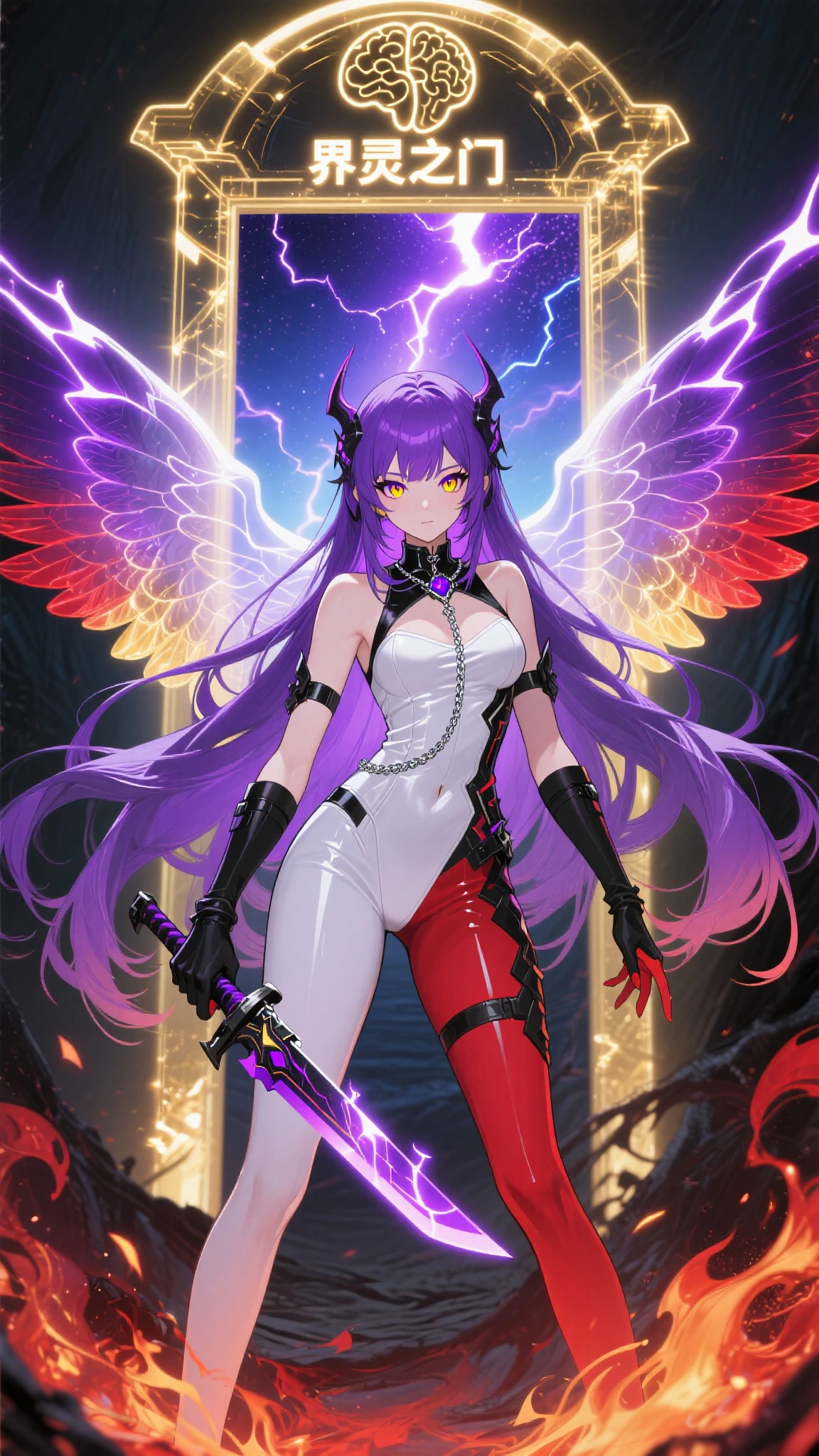 there is a woman in a costume standing in front of a giant building, holy cyborg necromancer girl, ayaka genshin impact, ayaka game genshin impact, white and red armor, sharp silver armor fuchsia skin, full dress of lava showcase, from the azur lane videogame, fuchsia skin below the armor, unreal engine render + a goddess