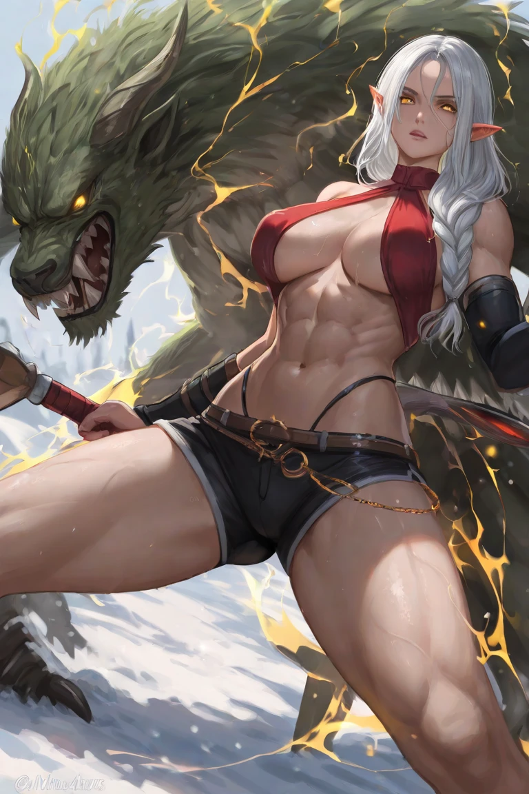 (Highest quality,4K,High resolution,masterpiece:1.2), (Ultra-detailed), (Slender beauty)(Age 27)(Holding a sword:1.3) (Dynamic Art), (looking at the camera) (Dragon Ball Z setting), (The whole body is visible)(Vision:1.8), (Realist,photoRealist,photo-Realist:1.37), (High resolution,High resolution), (Portraiture), (Vibrant colors), (Long legs), (A noticeably elongated face), (Wide range) (Hermosos Fine grain), (Beautifully detailed lips), (Highly detailed eyes and face), , Bright eyes Dynamic angles and postures, Sweatびっしょり, Sweat,  (Long eyelashes), (Sharp focus), (Physically Based Rendering), (8 heads,Beautiful female warrior), (Mature Woman) (Leg spread), (intense), (expression of intense desire), (Motion Blur), (elegant), (Slim figure:1.3), (Inspired by anime), (Bright light), (Cinema Lighting), (Contrasting colors), (Mysterious atmosphere), (Action-packed scenes), (Unique Look), (impressive), (Reveal costumes), (Exciting), (Expressive), (Interesting atmosphere), (monster:1.4) ((Highest quality)),((Very detailed)),masterpiece,Absurd,Detailed face,Beautiful Face,(Fine grain, Deep Eyes),((Dynamic pose)), (((Long white hair,Adult beauty,Inspired by Akira Toriyama))),(((Bikini Armor))),grassland,((In battle with dragons,)),Distant view	Vision
Wide shot	広角
Long shot