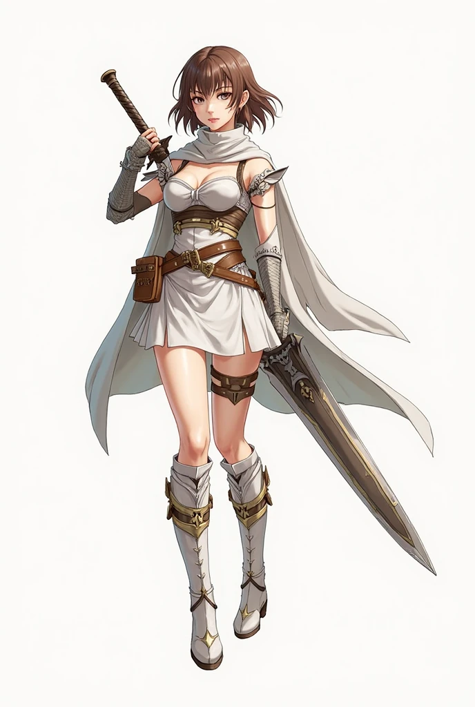 A GIRL, Wearing silver armor, It has an intricate gold pattern on it, Red back swing, Hold the silver katana in your hand, nice face, medium long hair, Drift away, light brown hair, high detail, Bauhaus, reference sheet, first-person view, UHD, ccurate, highres
