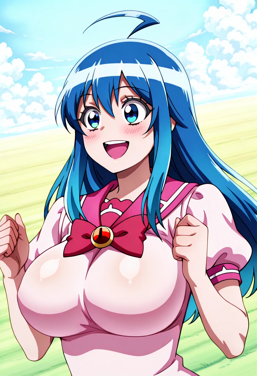 score_9, score_8_superior, score_7_superior, score_6_superior, score_5_superior, score_4_superior, break, One girl,Official Art,sauce_anime, 1990s (style), retro artstyle, 1990s anime cels style, anime screencap, break, Huge breasts, Cowboy Shot, Leaning forward, Completely naked, Beach, crowd, Sweat