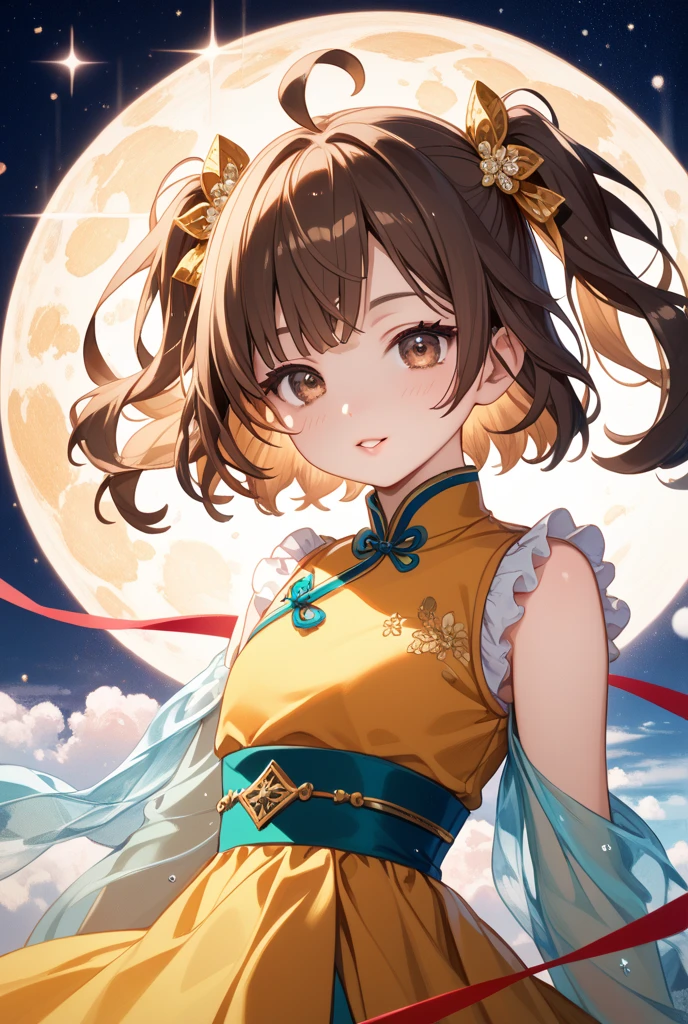 masterpiece, Top quality, Stills, A girl, Floating in the air, (close up: 1.1), bright, Happy, pleasure, soft light, Panda ears