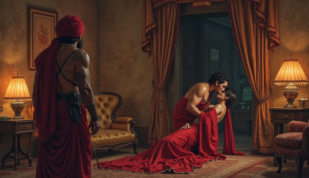 1 girl 5 boys, closeup of nude woman in doggystyle position on table, curvy hourglass woman with perfect ass and thick thighs on all fours, men in ancient roman togas surrounding, cinematic lighting, masterpiece, hyper detailed, photorealistic, award-winning, 8k, dramatic atmosphere, intricate details, Renaissance art style, chiaroscuro, moody colors, dramatic lighting, impeccable anatomy