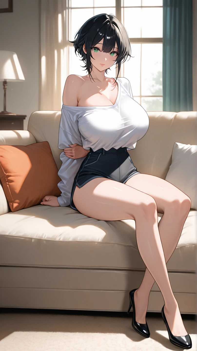 ((Mature woman sitting with legs widest apart)), (embarrassed:1.2), blush, (((Vulgar))), fullnude, Skim, gigantic hanging breasts, Blonde Bob, High resolution, Ultra-detailed, Best Quality, On the bed in the bedroom,