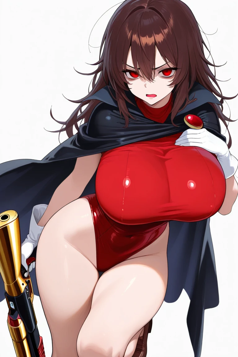 ((best quality)), ((masterpiece)), (detailed), 1girl, detailed eyes, full body, long black hair, full body, skimpy red mage clothes, light skin, blank grey background, mage attack pose