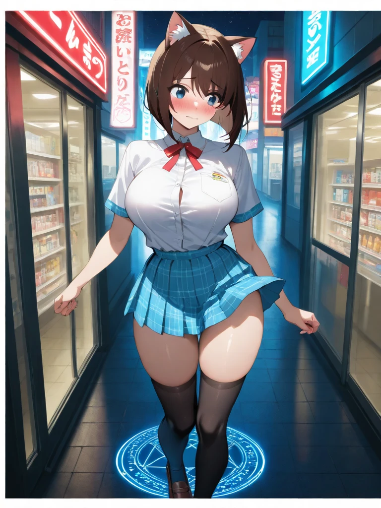 masterpiece, Highest quality, High resolution, alone, Red neckerchief, , Extra Large ,pubic hair、Nipples、Areola、Thighs、Navy High Socks、High resolution、Legs wide open、snap shot、Official photo、Cinematic、shower room