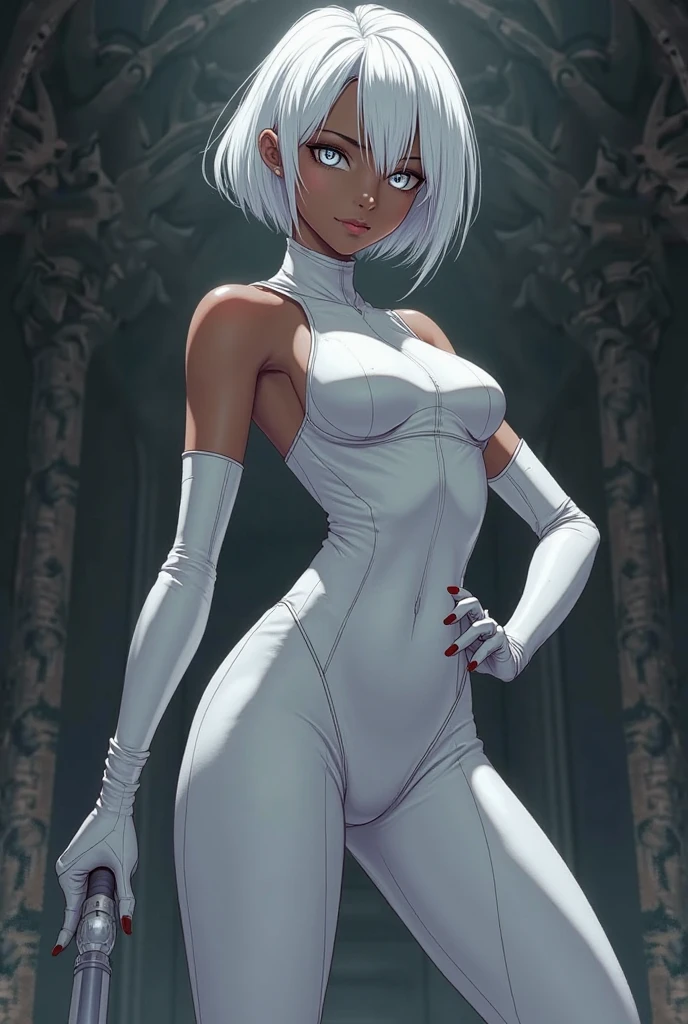 Left eye closed, left arm hidden, pilot suit changed, military uniform, no earrings, full body suit