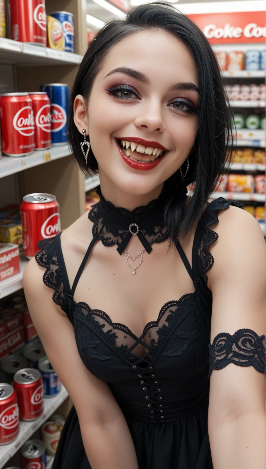 score_9, score_8_up, score_7_up, BREAK,
a woman in a leather outfit posing in a store, cyberpunk art, inspired by Earle Bergey, lowbrow, garter belt, portrait of cute goth girl, stood in a supermarket, hyperrealistic photo luis royo, die antwoord style wear, bottom angle, taken in 2 0 2 0, aeon flux, harley quinn, aleksandra waliszewska